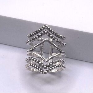 Antiqued Silver Adjustable Cuff Ring